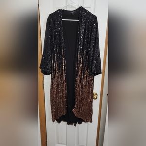 Sequined kimono black and gold